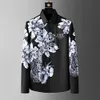 2023 herbst 3D Leopard Floral Print Shirt Männer Slim Langarm Casual Shirts Hohe Qualität Business Bankett Sozialen Kleid Hemd