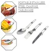 Set di stoviglie 3 pezzi / set Set di posate in acciaio inossidabile Coltello forchetta cucchiaio ultraleggero portatile per uso domestico Viaggi Campeggio Picnic