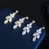 Ensembles de bijoux de mariage Uilz exquis feuille Dangle boucle d'oreille ensemble pour femmes accessoires de fête Zircon boucles d'oreilles collier mariée cadeau 230804