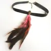 Choker 2023 Unique Halloween Witch Necklace Real Long Feather Skull Leather Chain Collar For Women Gifts Jewelry Wholesale