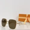Designer-Sonnenbrille für Damen, quadratische Sonnenbrille, Lunette de Soleil Femme, Metallrahmen, große quadratische Linse, Spiegelbein, Herz-Logo, Damenboutique, hochwertige Markenbrille, 1 1