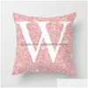 Pillow Case Family 26 Letters Single Side Printing Pink Cushion Er Home Sofa Car Decoration Bedding Supplies Drop Delivery Garden Text Dhgde