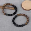 Bracelets porte-bonheur pierre naturelle hématite croix élastique corde givré noir agate perle Bracelet pour hommes femmes bijoux