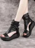 Dress Shoes Retro Roman Sandals Women's Summer High Heel Comfort Top Wedge Boots Platform Fish Mouthed