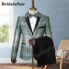 Ternos masculinos Bridalaffair Tecidos Exclusivos Custom Made Verde Homens Cloth3 Pcs Um Botão Blazer Formal Casamento Noivo Smoking Terno Masculino