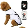 犬のアパレル猫犬服夏コットンベストTシャツと足の印刷されたハートラブデザインコートペット子犬ドロップデリバリーホームガーデンs dhtz5