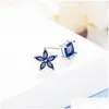 Headpieces Stud Earrings Asymmetrical Simple Blue Flower 925 Sier Needle Zircon For Women Girl Boucle Doreille S-E648 Drop Delivery Pa Dhiob