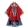 Flickans klänningar 2023 New Child Girl Hanfu Dress Chinese Ming Dynasty Girls Dress Luxury Girls Costume Folk Dance Performance Birthday Present