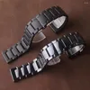Watch Bands Matte Ceramic Bracelet Watchband 22mm Grind Arenaceous Strap White Black Butterfly Buckle Long POLISHED Belt Not Fade