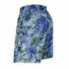 Shorts Masculino Azul Abstrato Estampa Ginásio Arte Digital Casual Praia Calças Curtas Roupas Esportivas Calção de Banho Secagem Rápida Presente de Aniversário