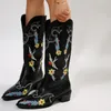 Buty vintage haftowe buty dla jesiennych zachodnich kowbojów wygodne środkowe obcasy butów botów botas femininas 230804
