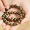 Strand chinois rétro vert bois de santal bouddha perles Bracelet en bois perlé racine Bracelets femmes hommes à la main Bracelets bijoux