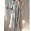 Casual Dresses For Women 2023 Fashion Cotton And Linen Vintage Robe Summer Long Party In Beach Dress Loose Clothing