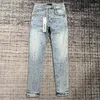 Jeans viola di marca firmati da uomo strappati diritti regolari denim strappati lavati vecchio lungo moda buco Stack92vc