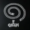 Rapper Hip Hop Men Diamond Cipndant Necklace Lettera di cassa creativa lucida Ciondolo Micro-Inset Zircon Gioiello Night Club Accessorio Maglion Cucciolo Cuban Chain 1681