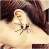 Stud Halloween Decoration Costumes for Woman 3D Py Black Spider Ear Earrin 220826 Drop Leverans smycken örhängen DHHKL