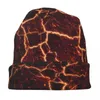 Boinas Caveiras Textura Lava Gorros Chapéu Brilhante Fogo Queima Vintage Unissex Bonés Ao Ar Livre Cabeça Quente Enrole Bonnet Tricotado