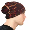 Boinas Caveiras Textura Lava Gorros Chapéu Brilhante Fogo Queima Vintage Unissex Bonés Ao Ar Livre Cabeça Quente Enrole Bonnet Tricotado