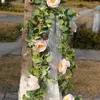 Dekoracyjne kwiaty 2 paczki eukaliptus girland z szampanową zielenią luzem sztuczne jedwabne liście kwiatowe winorośl (b)