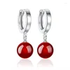 Hoop Earrings 925 Sterling Silver Pearls Agate Shambala For Women Fine Jewelry