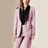 Tweedelige damesbroek 1 knoop Chique en elegante damesset Jaspak 2 sjaalkraagsets Luxe broekpakblazer