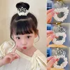 Hair Accessories Fashion Pearl Crown Princess Bands Elastic Rubber Children Ball Bun Ties Head Rope Styling