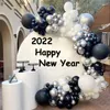 Altri articoli per feste per eventi 137 pezzi / set Palloncini bianchi neri Kit arco ghirlanda Lattice Argento cromato Globos Forniture per decorazioni per feste di compleanno di buon anno 230804