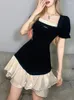 Vestidos de festa Sexy Vestido preto Gyaru Slim Fit Y2k Streetwear Cintura alta Curto Coreano Roupas de moda para mulheres 2023 verão