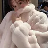 女性の毛皮の女性韓国のフェイクシングルブレストアウトウェア女性ルーズテディベアフリースコート冬の温かいぬいぐるみジャケット