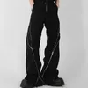 Pantalons pour hommes 2023 Fashion Brand Black Zipper Design Slit Bell-bottoms Draping Straight Casual Vintage