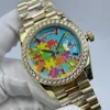 Nouveaux montres de créateurs de style DAY-DATE montres de haute qualité Surface colorée en émail, montres mécaniques automatiques pour hommes et femmes taille 36mm montre cadeau de Noël