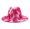 Stingy Brim Hats Tie Dye Felt Fedora Hats Mens Womens Hat Women Men Fedoras Bk Woman Man Jazz Cap Female Male Caps Autumn Winter Dheaj