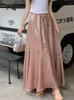 Юбка Тигена Y2K Metal Color Maxi Юбка для женщин 2023 Summer Vintage Elegant Solid All-Match А