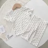 Kleding Sets Baby Kinderkleding Set Meisje Pak Zomer Meisjes Pyjama Dot Print Tweedelig Pak 1-7T Kids Homewear Kleding met airconditioning R230805