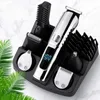 Cortadora de cabello eléctrica Recortadora Recargable Lavable Máquina para cortar cabello Afeitadora de barba para hombres con pantalla digital LCD, Juego de aseo seis en uno adecuado