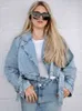 Women's Jacket's Jacket With Belt Cropped Jean For Clothing Traf Coat Streetwear Bomber jackets Windbreaker Clothes 230804