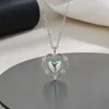 Catene PANJBJ Collana cuore amore colore argento per donna ragazza zircone pietra di luna dolce gioielli regalo di compleanno goccia all'ingrosso