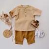 Jassen 0-3 jr Baby Jongens Zomer Kleding Set Korte Mouw Linnen Katoen Kinderen Shirt Zacht Ademend Casual Shorts kinderen Zomer Outfits R230805