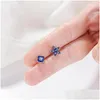 Headpieces Stud Earrings Asymmetrical Simple Blue Flower 925 Sier Needle Zircon For Women Girl Boucle Doreille S-E648 Drop Delivery Pa Dhiob