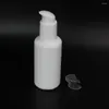 Bottiglie di stoccaggio stile 100ml bottiglia di lozione di vetro pompa per siero rotonda bianca perla con chiusura a scatto in plastica vuota in vendita