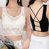 Camisoles réservoirs 2023 dentelle sans couture beau dos sous-vêtements soutien-gorge sans jantes fixe Latex une tasse enveloppé poitrine Base débardeur