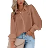 Kvinnors blusar 2023 Fashion Ladies OL Button Loose Blue Tops Spring Summer Women Slow Down Collar Long Sleeve Workwear Shirts