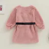 Jackor Pudcoco Toddler Kids Girl Winter Coat Casual Solid Color Long Sleeve Plush Jacket With Belt Infant Baby Spring Fall Outwear 4-7T R230805