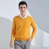 Hommes chandails pull col en v tricoté laine mérinos pull Slim Fit affaires décontracté bas automne et hiver doux