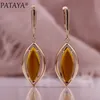 Bröllopsmycken set Pataya Women 585 Rose Gold Color Dark Brown Cubic Zircon Stone Rings Earring Pendant Necklace Set Fashion 230804