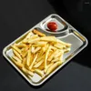 Dinnerware Sets French Fries Chicken Plate Stainless Steel Chips Tray Dip Household Dish Multi-function Dumpling Child Japanese