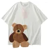 Magliette da uomo T-Shirt LACIBLE Hop Mens Streetwear Hip 3D Bear Patchwork Maglietta Harajuku Cotone sciolto Manica corta Oversize O-Collo Tees