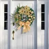 Kwiaty dekoracyjne świąteczne jesienne dekoracje świąteczne wieniec girlandy elegancki dekoracje drzwi z lekką kulą muszki na zewnętrzny zewnętrzny