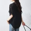 Женские блузки 2023 летние модные элегантные женские топы свободные чистого цвета черная шифоновая рубашка с коротким рукавом с короткими рукавами T290