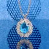 Collane con ciondolo CAOSHI Squisita collana di cristallo blu moda femminile per cerimonia di fidanzamento Accessori eleganti e brillanti Donna